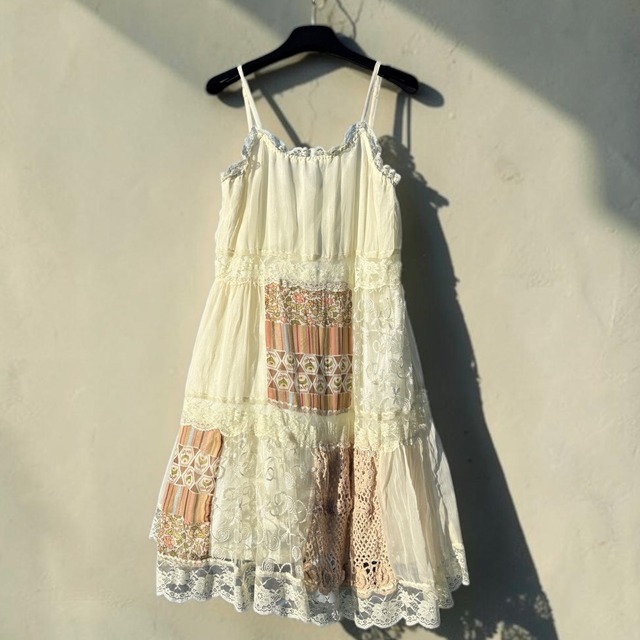 【LADIES】Patchwork Lace Cami Tunic - Free Size