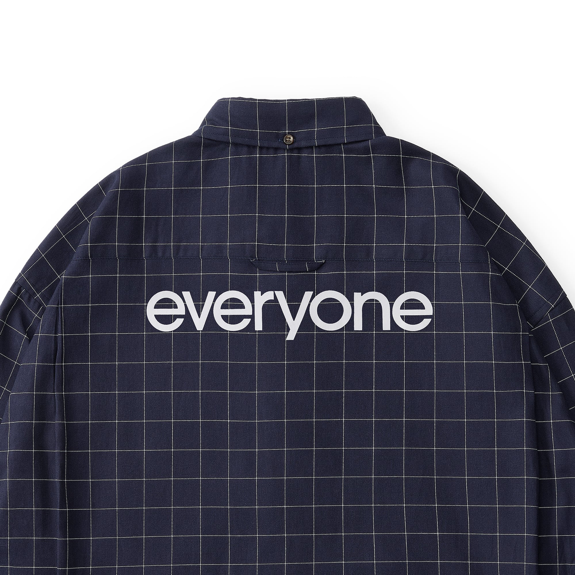 everyone back logo window-pane check button down shirt (NAVY