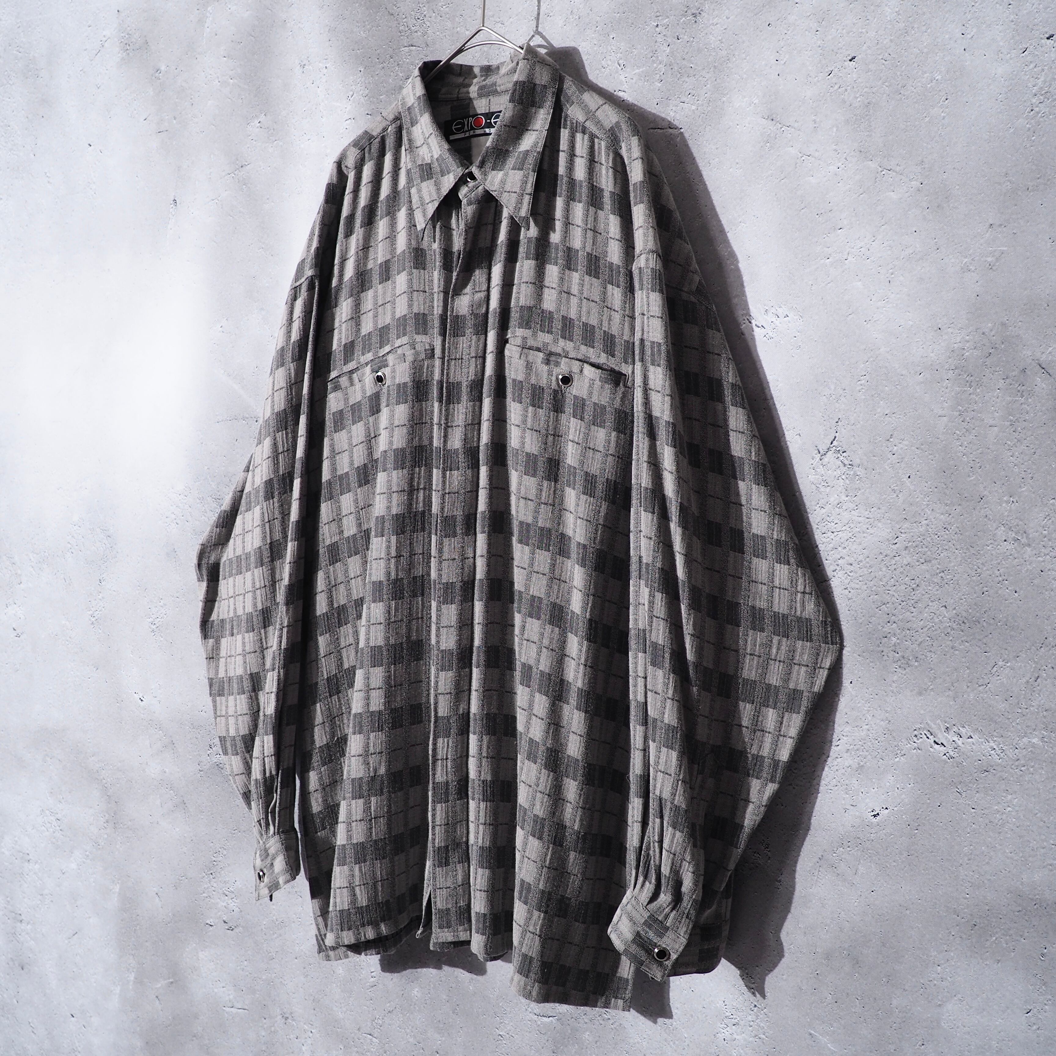 1970s gradation check weaving flying wing loose shirt