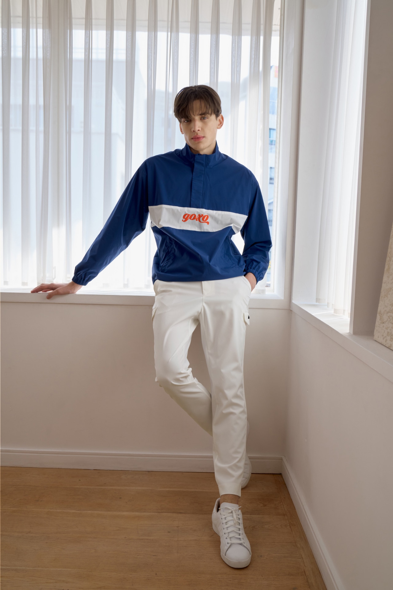 GOXO ゴーエックスオー フックスライスストレッチアノラック ブルー