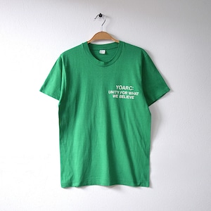 70S USA製 ヴィンテージ オールド Tシャツ ロゴプリント シングルステッチ 緑色 メンズM相当 @BB0071