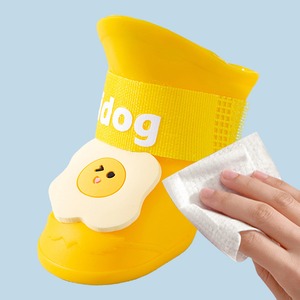 【PET】2色たまご柄マジックテープシリコンレインブーツ