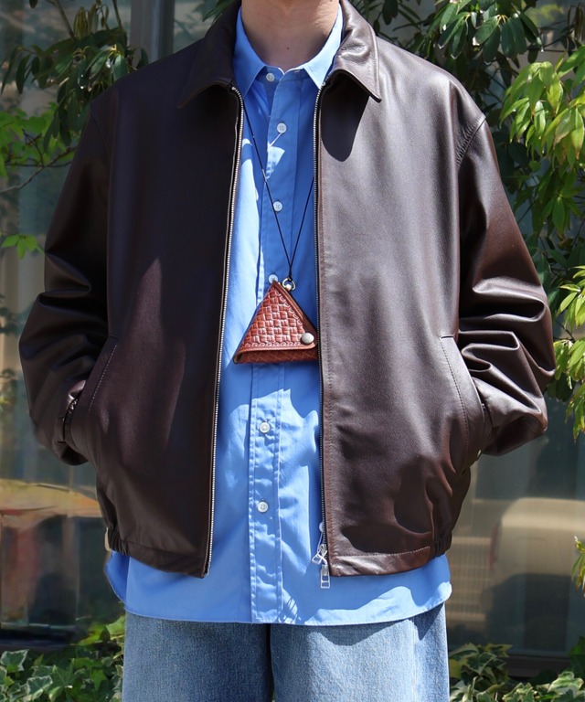 UNIVERSAL PRODUCTS. / 261-60405  LEATHER BLOUSON (BROWN)