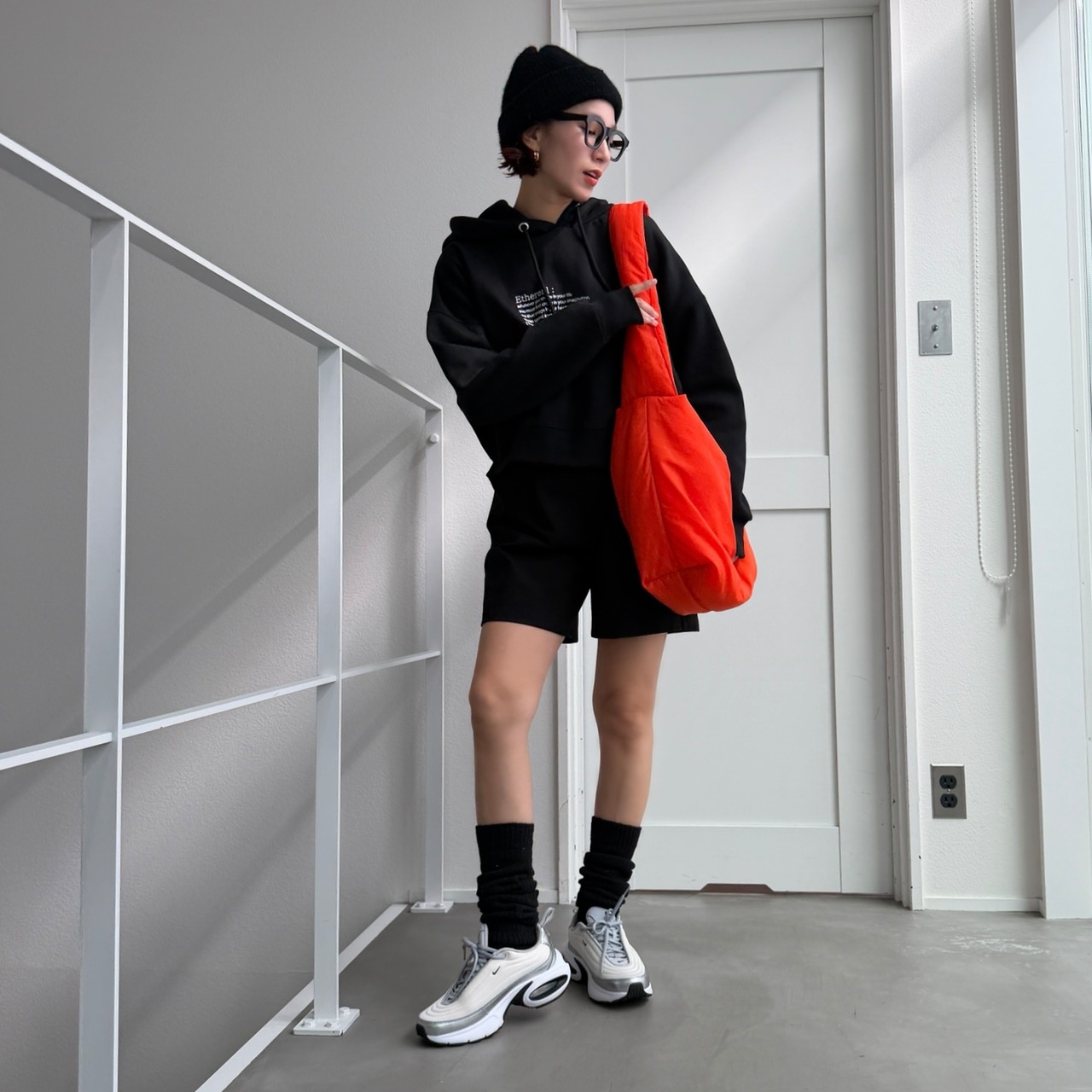 ショート丈レタリングロゴPK/ブラック