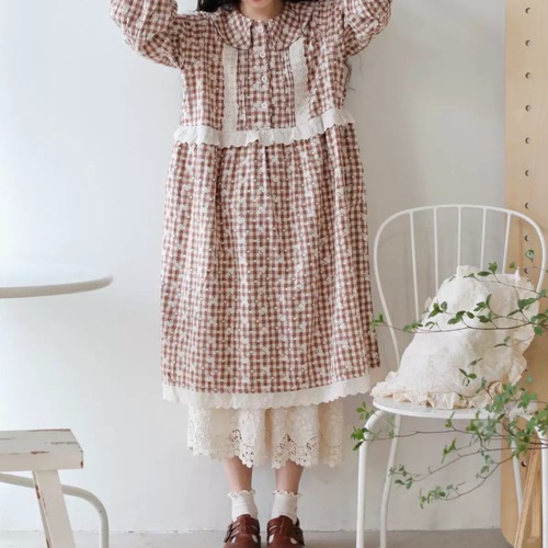 フラワー刺繍レース切替ペチスカート ・11957