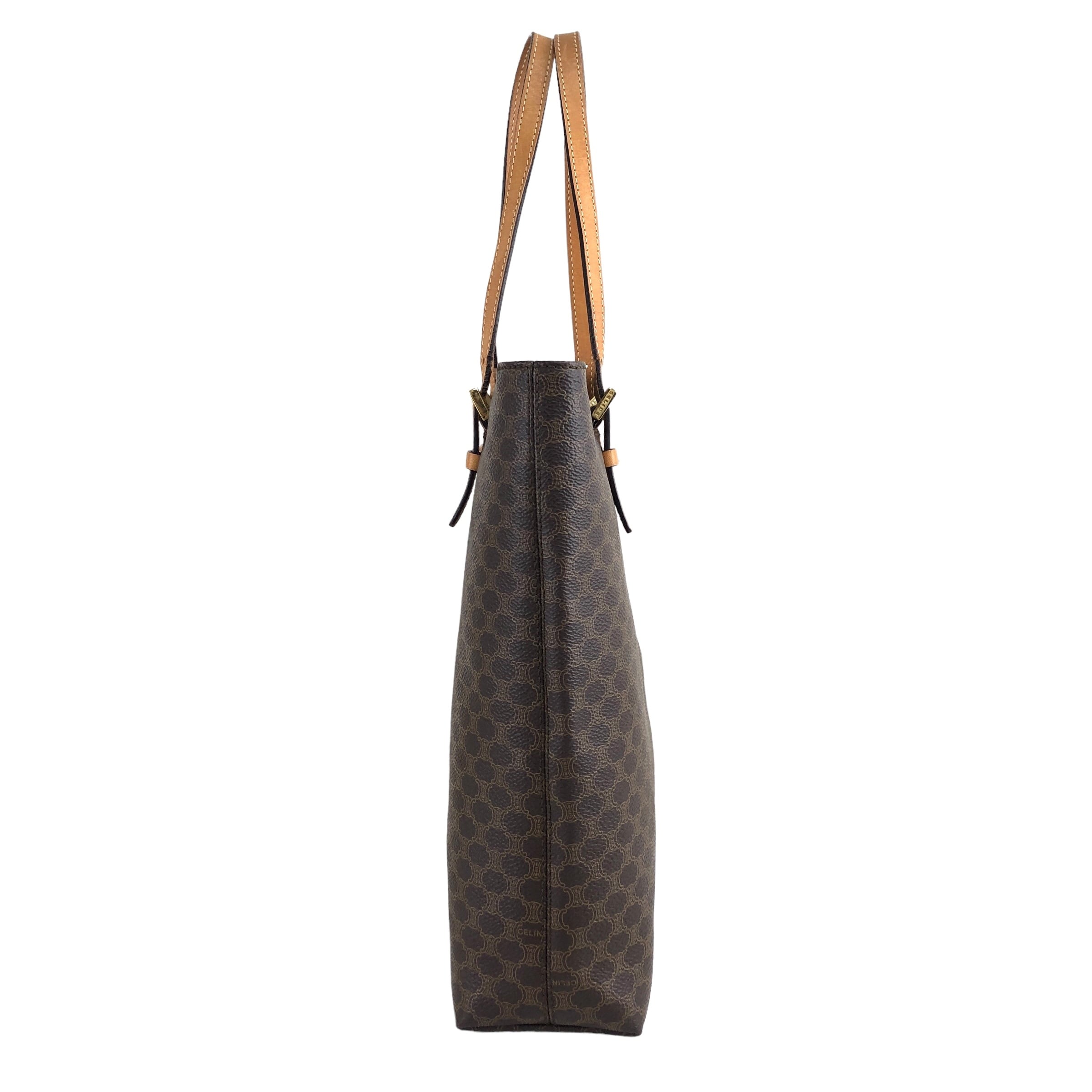 CELINE セリーヌ マカダム ハンドバッグ ブラウン レザー トートバッグ