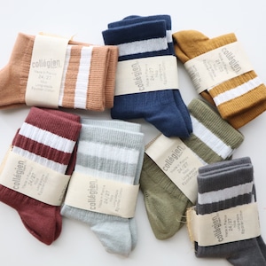 即納【collegien(コレジアン) Nico  -Ribbed Varsity Crew Socks-】