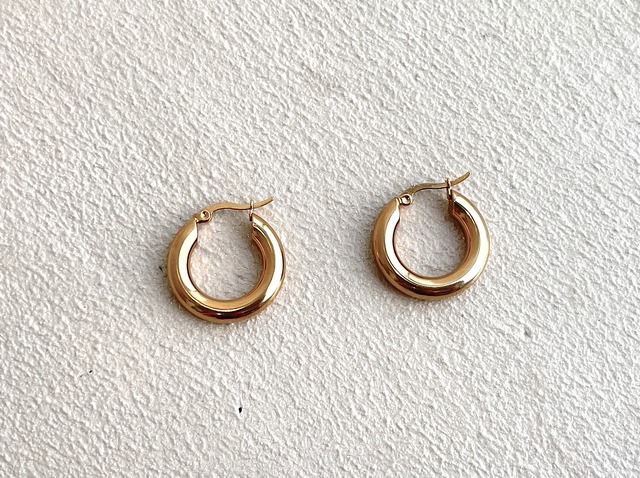 【Stainlessl Steel】Gold chunky Hoops (25mm)