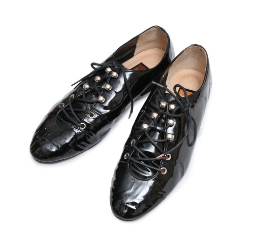 90s EnamelCoatingFlatLeatherShoes