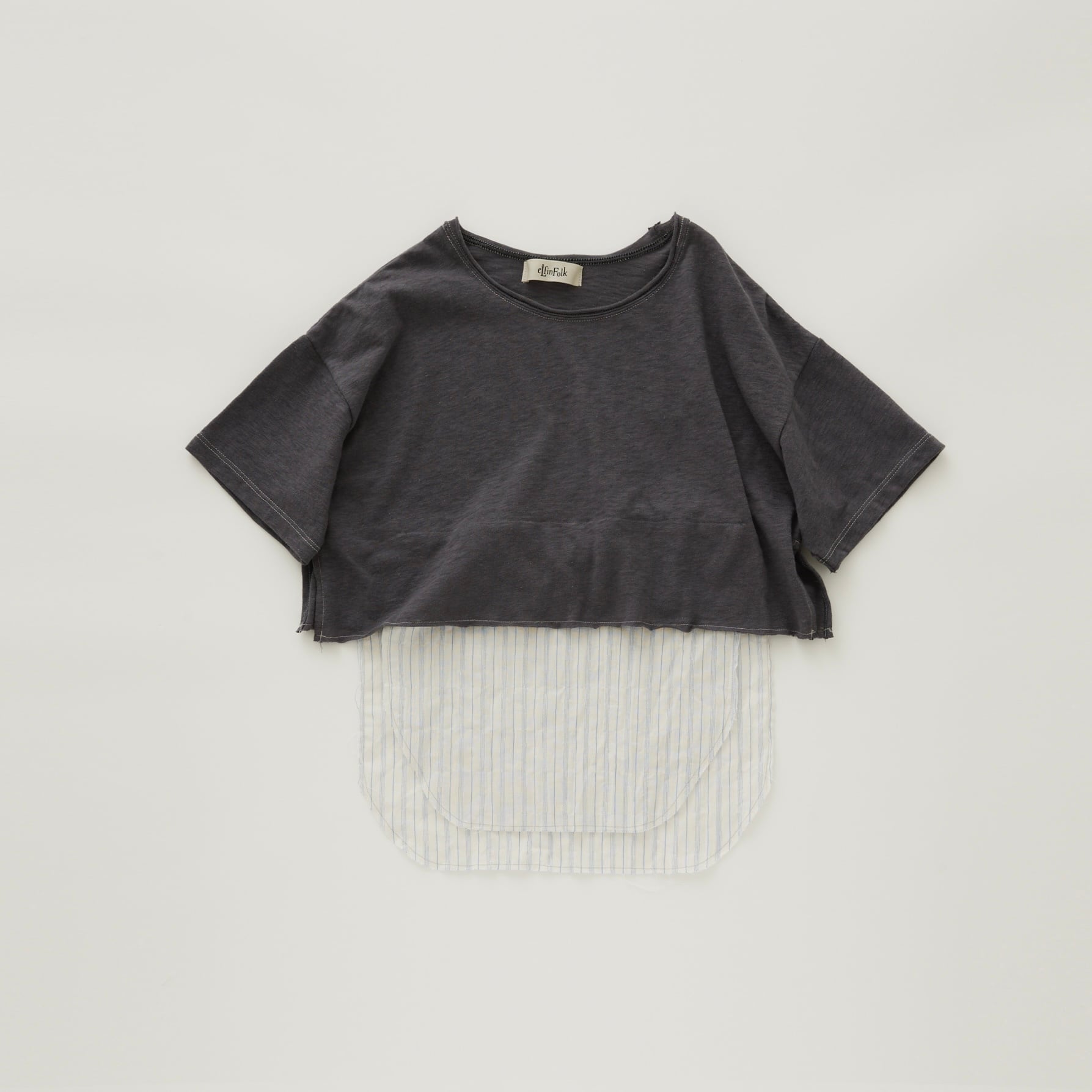 eLfinFolk(エルフィンフォルク)/ Grunge T-shirts/ blue gray / 140cm