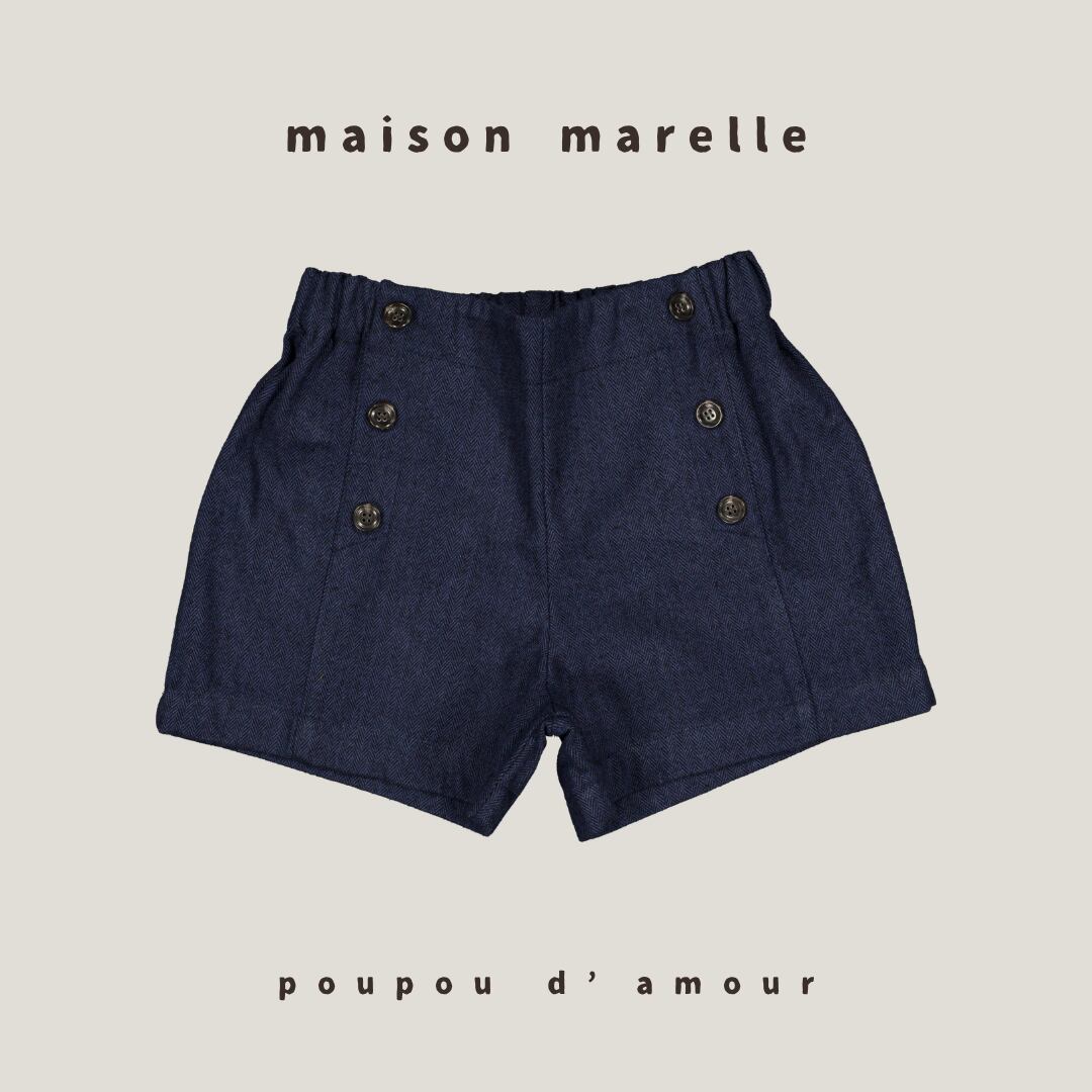 18m~8Y 送料無料 【予約】maison marelle|Short SÈVRES - blue chevron/(11月上旬以降入荷予定)
