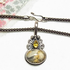 シルバー製、天然石ジャスパーの石のペンダントネックレス  シルバージュエリーのセール通販  11565S