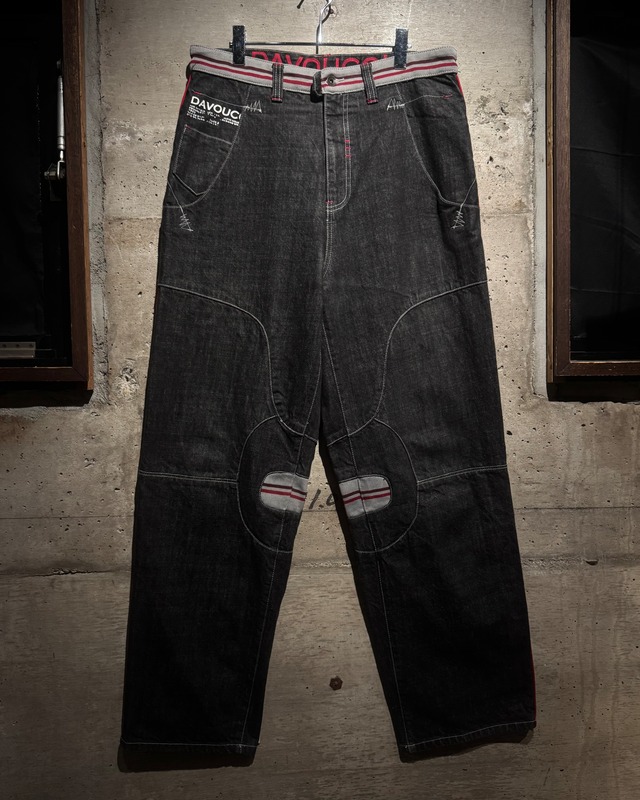 【Caka】”DAVOUCCI” Switching Design Vintage Black Baggy Jeans