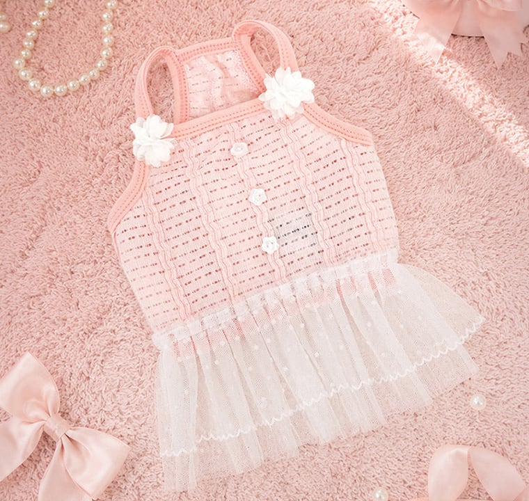 tutu mini dress S ~ XL / 犬服 ドッグウェア 袖なし 春夏 ワンピース チュチュスカート チュール 小型犬 中型犬 韓国 犬の服 onepiece67