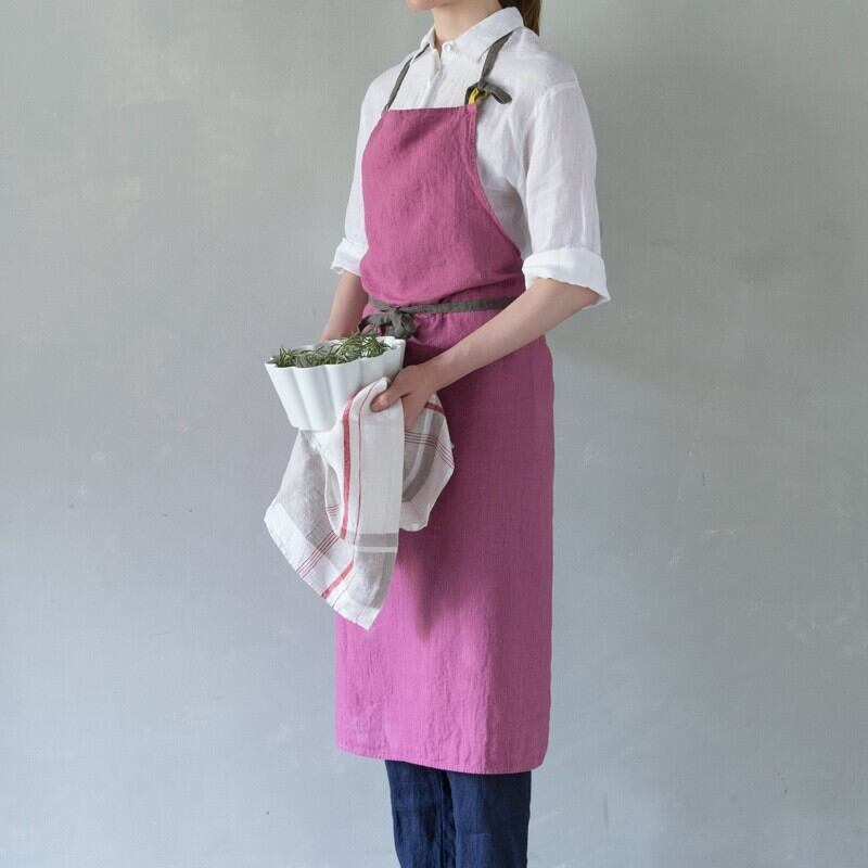 Lino e Lina リネン フルエプロン Manon（マゼンタ） | Zakka so-la
