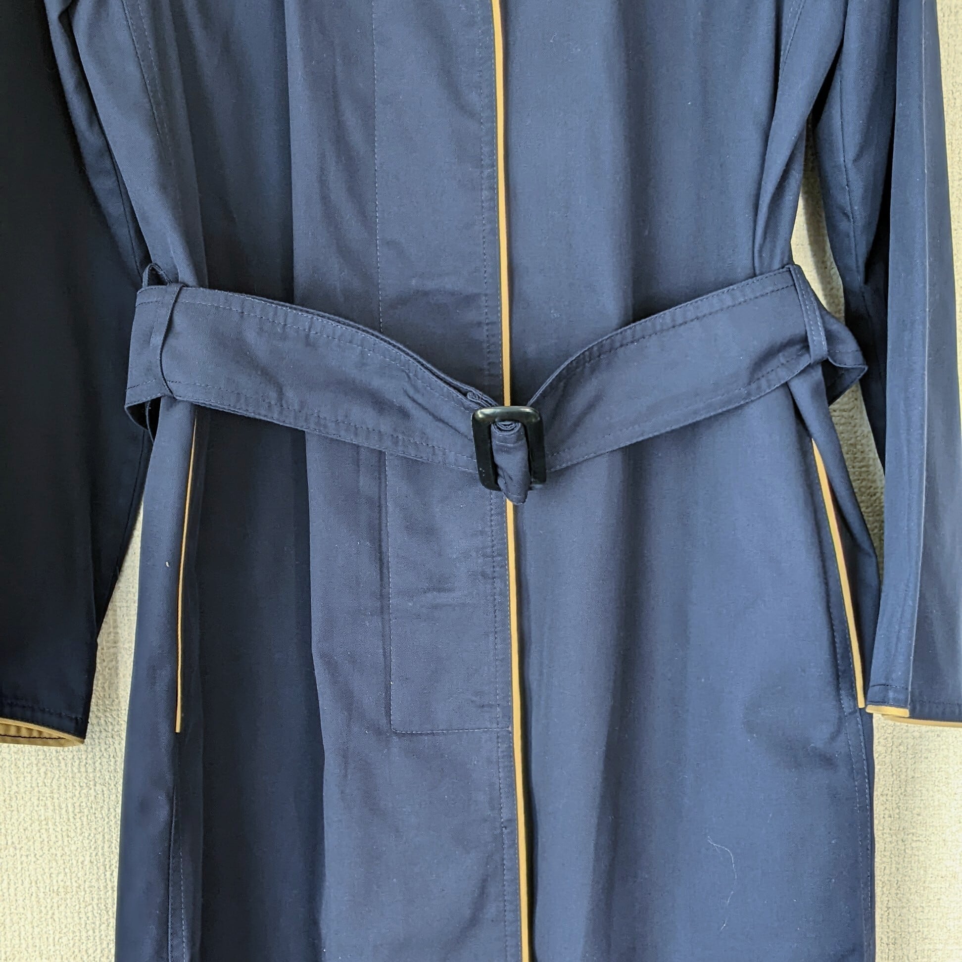 vintage】LANVIN PARIS ステンカラーコート 比翼仕立て パイピング