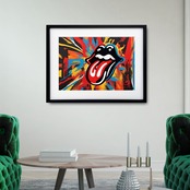 ROLLING STONES｜ロックを象徴するベロマークを大胆に描くアブストラクトアートポスター｜音楽好きの部屋を彩る1枚A4ポスター