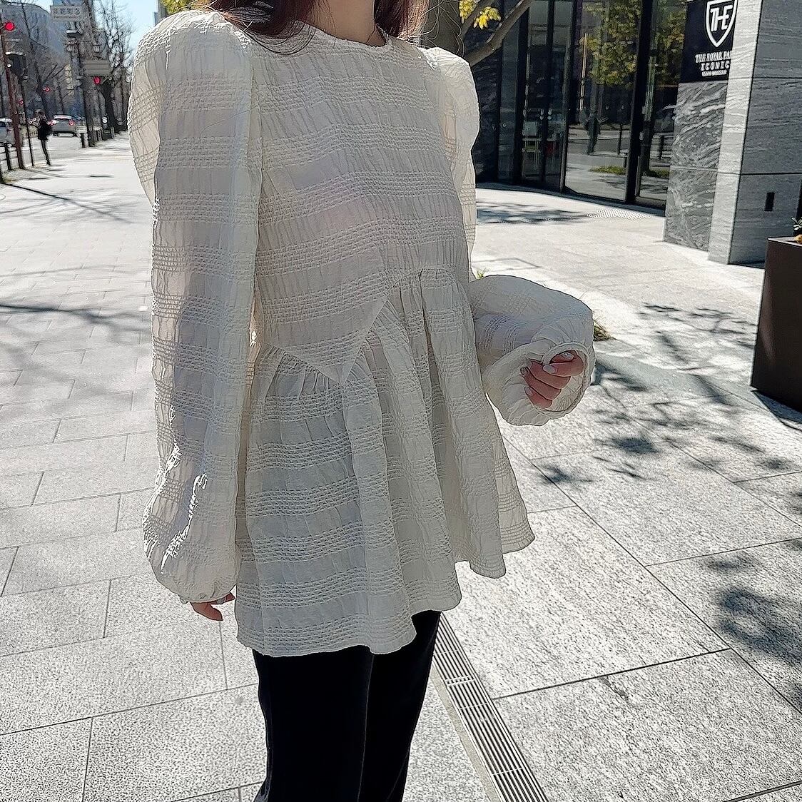 Sheer puff tunic / white (4月上旬頃発送予定)