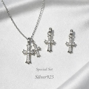 【SPECIAL SET PRICE 】silver925クロスネックレス＆ピアス セット