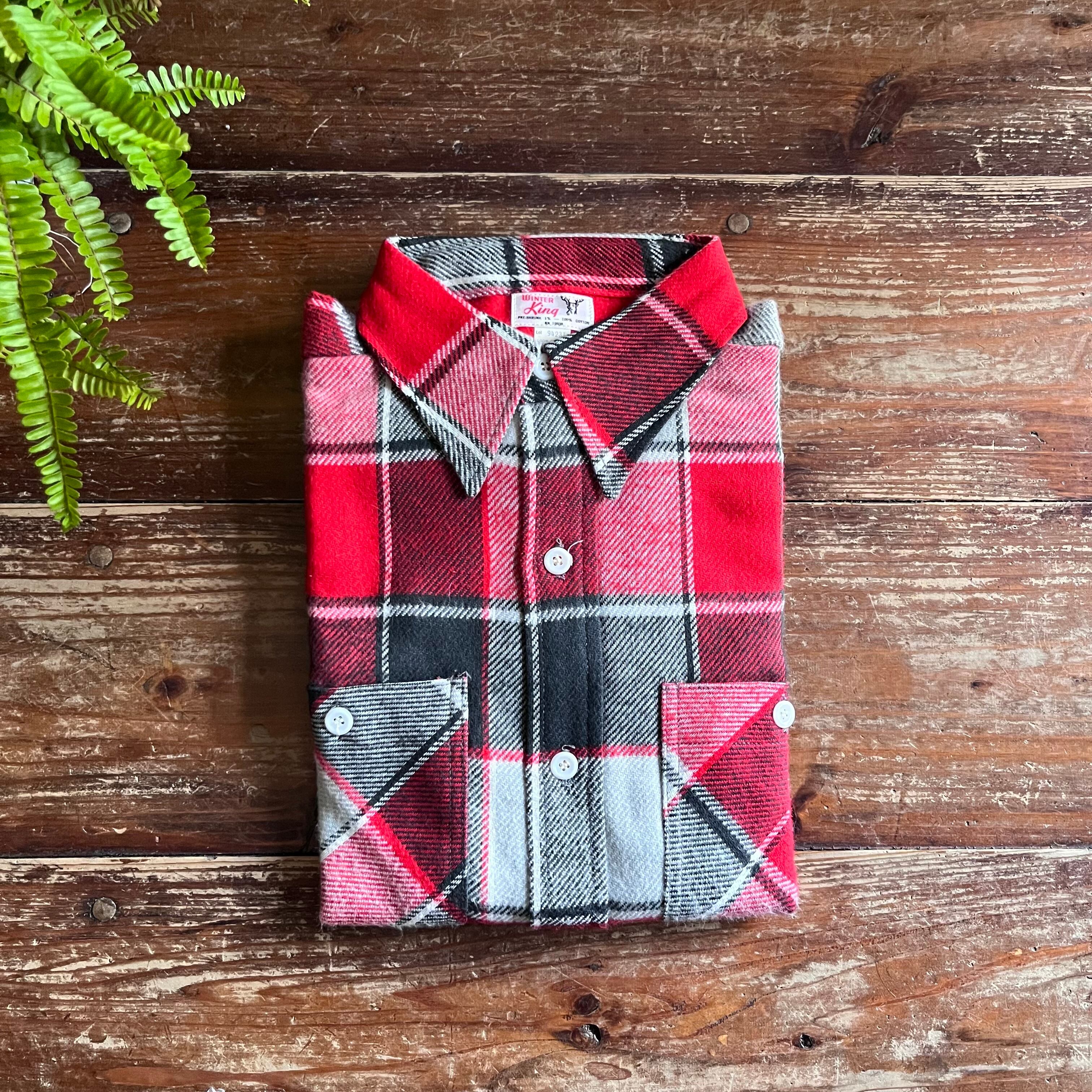 1960's Deadstock "Winter King" Heavy Cotton Flannel shirt/L
