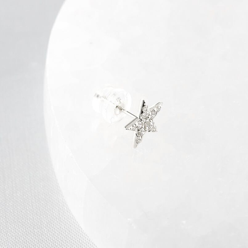 プラチナ ピアス レディース 片耳 ダイヤモンド 星 スター ダイヤ 0.1