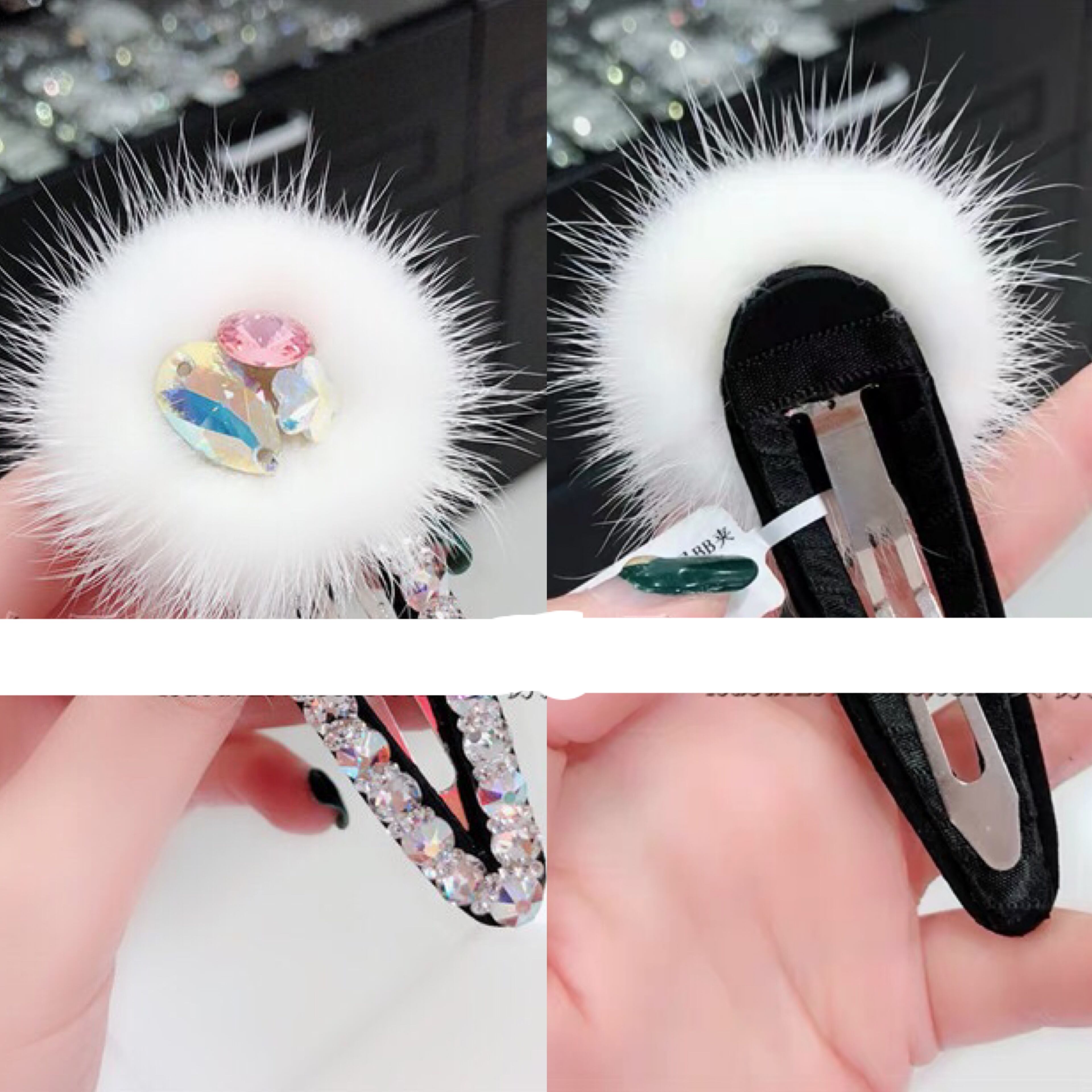 8カラー】ラインストーン キラキラ ヘアピン ベージュ グレー ヘア