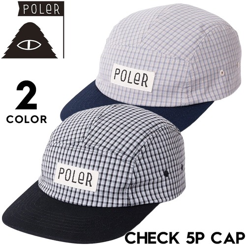 POLeR ポーラー キャップ メンズ レディース 帽子 5パネルキャップ チェックキャップ コットンキャップ ロゴキャップ CHECK 5P CAP 261MCV0078 26SP 日本代理店正規品
