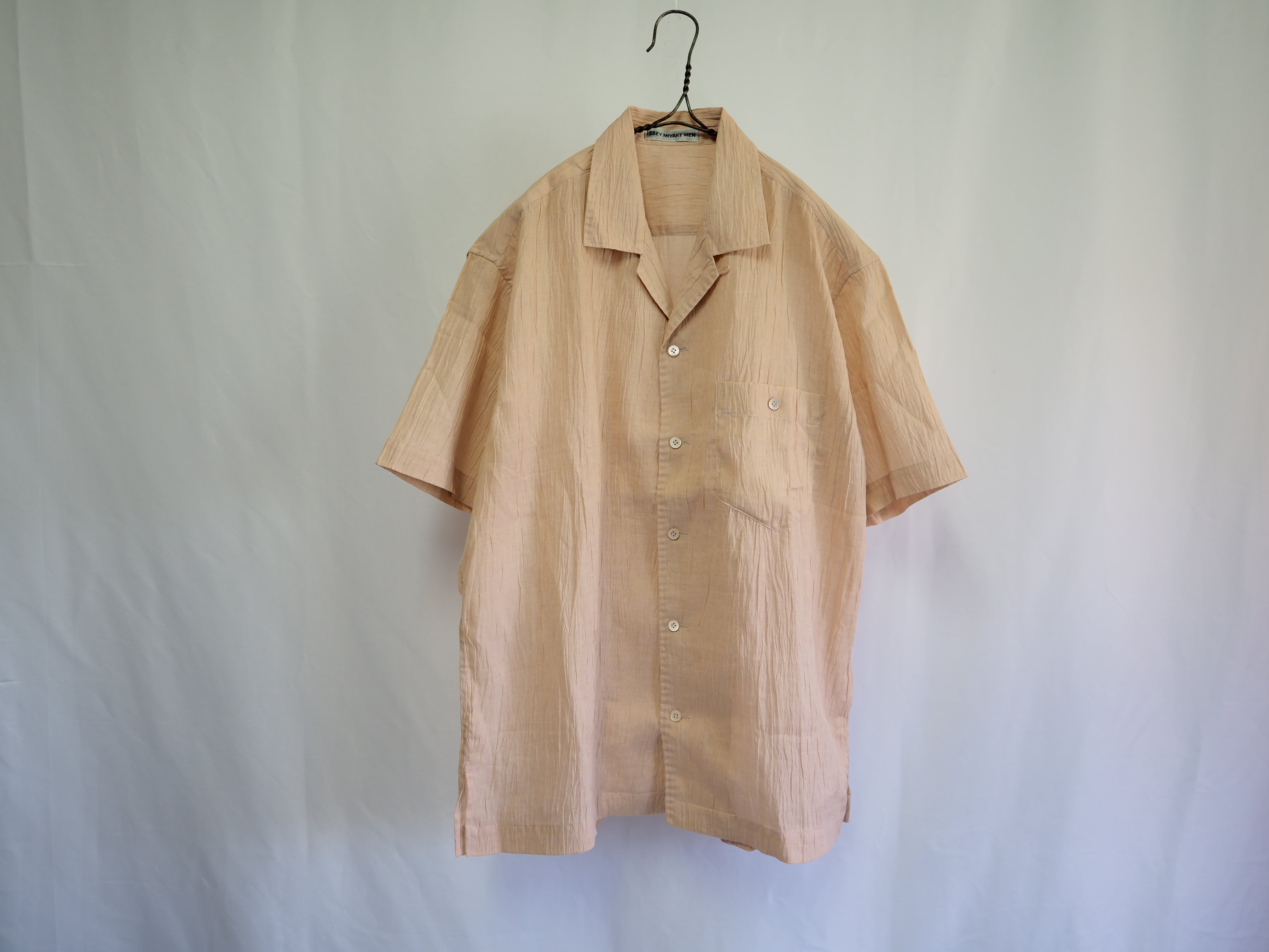 ISSEY MIYAKE MEN リネン オープンカラー 半袖シャツSize:L