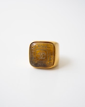 〈CHANEL〉CC Mark Gripoix Square Ring 1990s