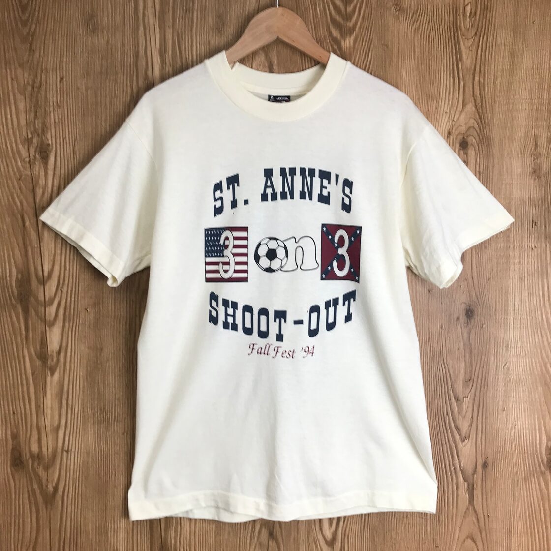 USA製 90s VINTAGE FRUIT OF THE LOOM BEST 黒タグ 両面 染み込み 