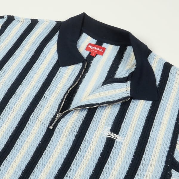 supreme Open Knit Stripe Zip Polo Lサイズ supreme Open Knit Stripe