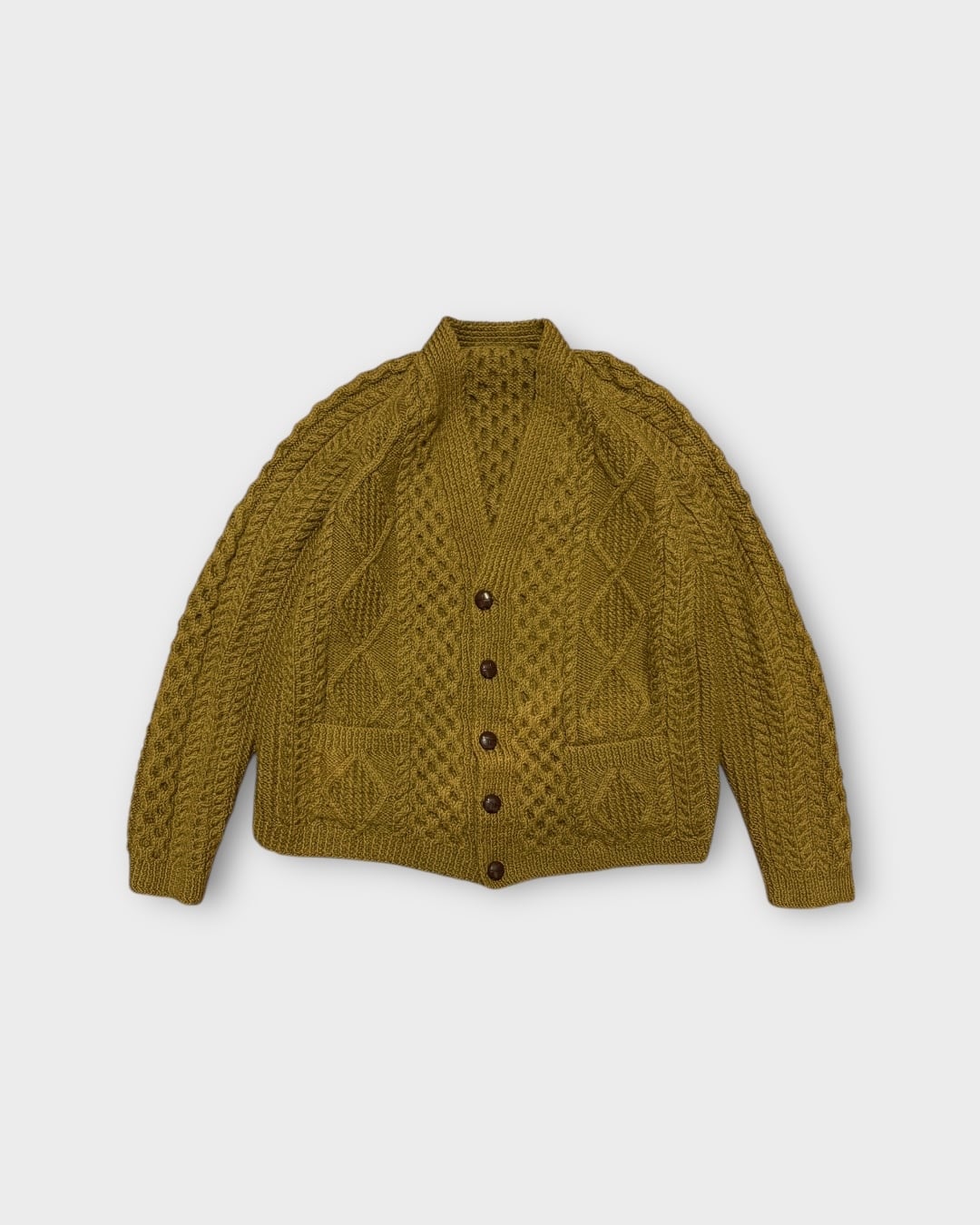 【Used】“Hand Made” Raglan Sleeve Aran Knit Cardigan
