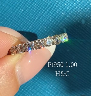 Pt950天然ダイヤモンド ハーフエタニティH&Cリング