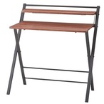 フォールディングデスク PT-22BK 折りたたみ 省スペース コンパクト PCデスク 書斎 勉強机 棚付き 書き物 事務所 子供部屋 オフィス スチール 合板 かっこいい おしゃれ デザイン インダストリアル シンプル ブラウン ブラック