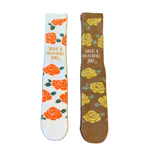 HAVE A GRATEFUL DAY #Crew Socks Orange