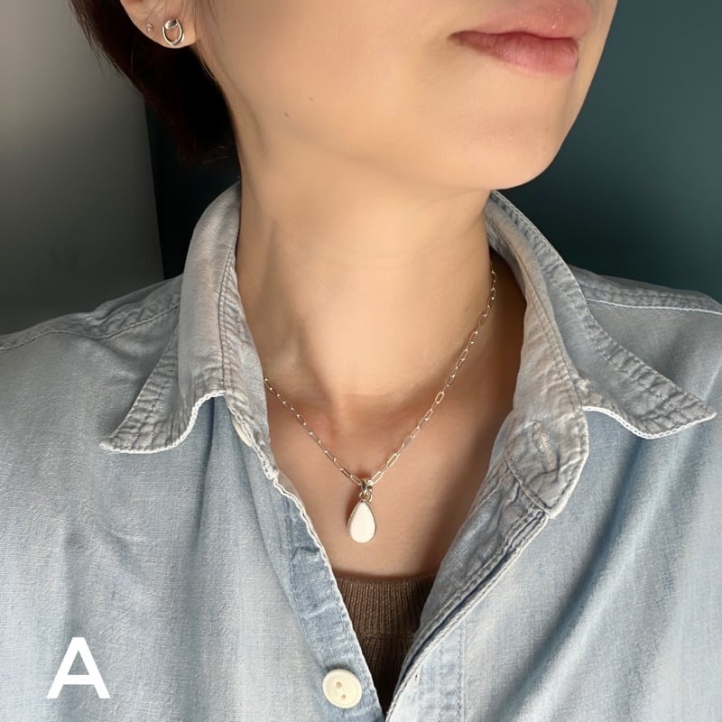Indian Jewelry 》ホワイトバッファロー シンプル ドロップ ネックレス