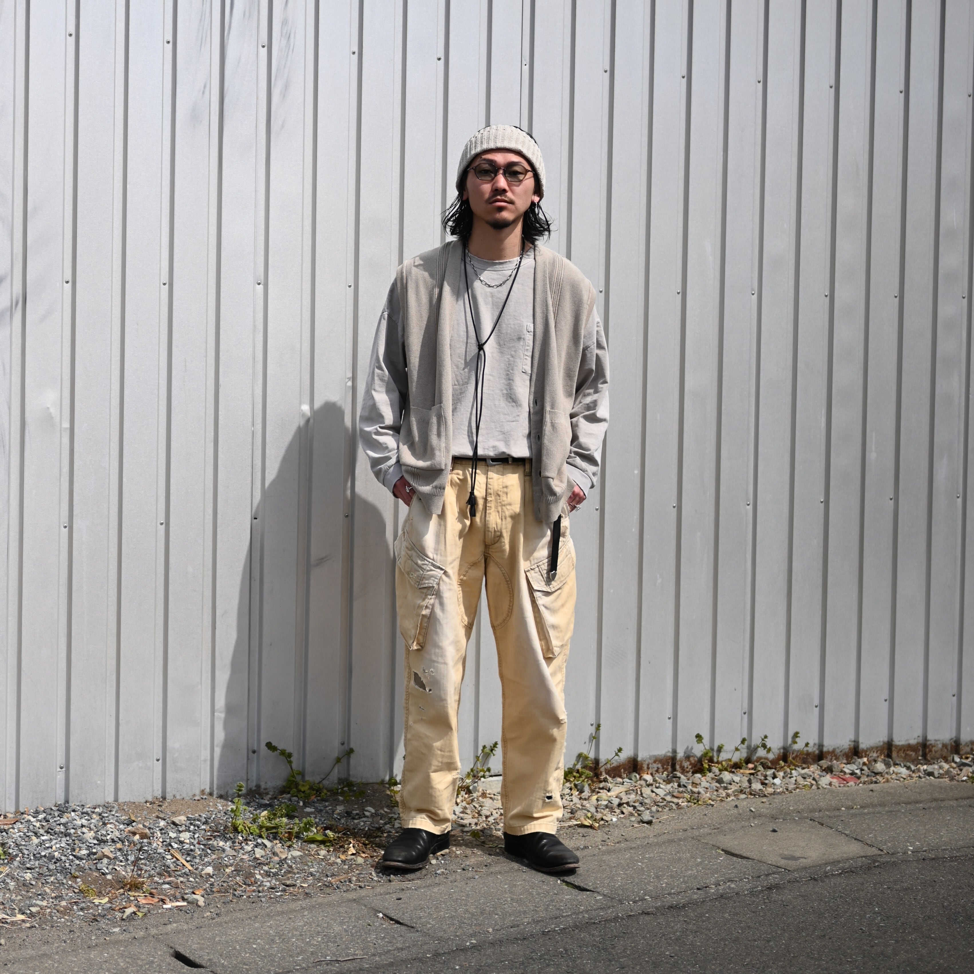 アナクロノーム　リメイク　カーゴパンツ ANACHRONORM(アナクロノーム)REMAKED HERRINGBONE COMBAT CARGO