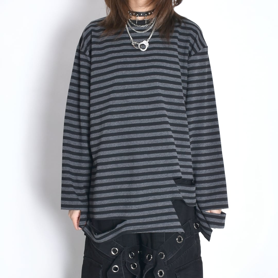 7/27 完売→再入荷！】ボーダーグランジロンT(BLACK/GREY