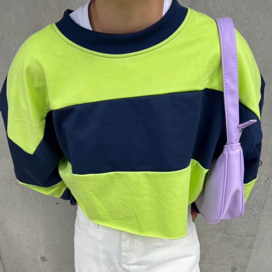 ボーダー切りっぱなしショート丈トップス_LN01546