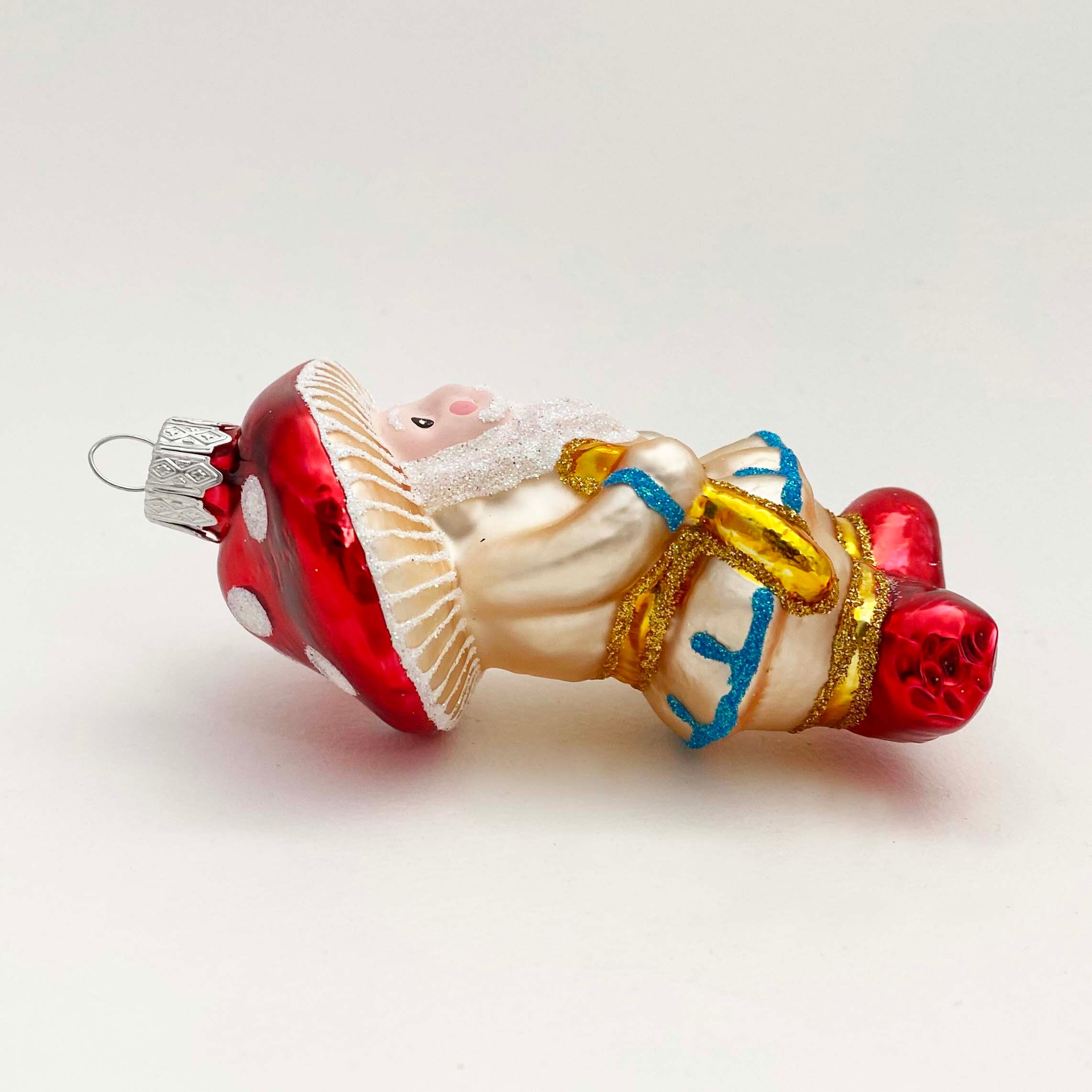 ウクライナ製 ガラスオーナメント（サンタきのこ）