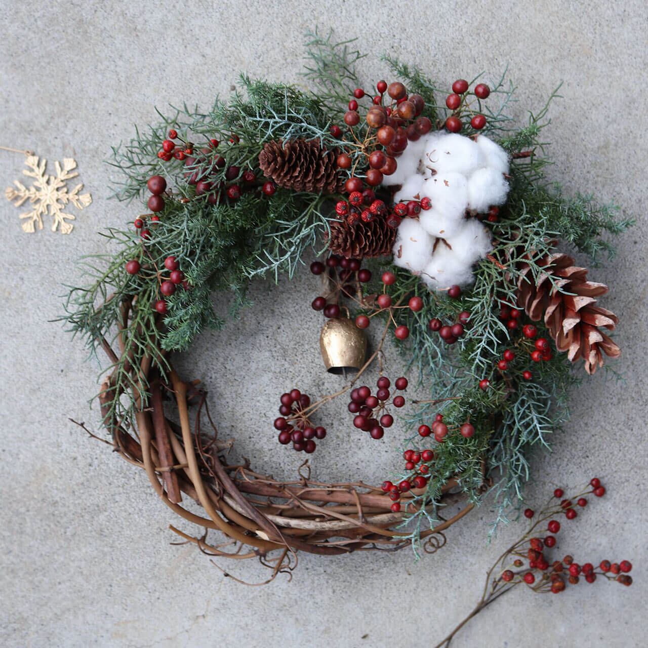 リース(コニファーの三日月リース) / ドライフラワー クリスマス