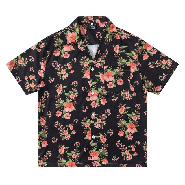 【UNISEX】HAWAIIAN FLORAL PRINT CUBAN COLLAR SHIRT M M-17811