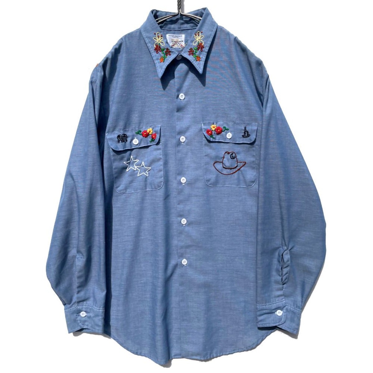 BIG MAC - JCPenney] Vintage embroidery chambray shirt [1970s 