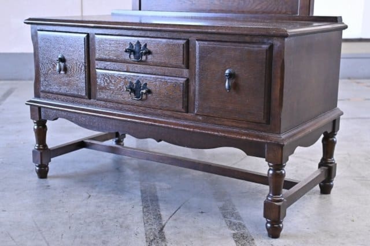 Knock on wood ドレッサー 一面鏡 オーク材 無垢 鏡台 机 作業台 収納 クラシック 英国 ビンテージ ノックオンウッド【中古家具/中古インテリア/USED家具ユーズド家具/リサイクル】