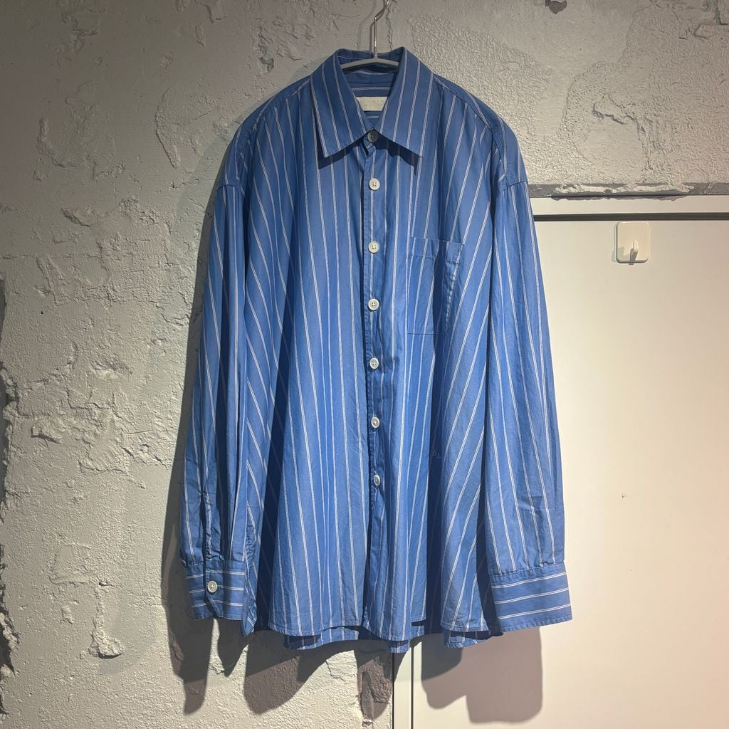 【中古】未使用品 アワーレガシー OUR LEGACY INITIAL SHIRT Blue Rayon Plait Stripe ロングスリーブシャツ 長袖 46 O | ブランド古着Brooch