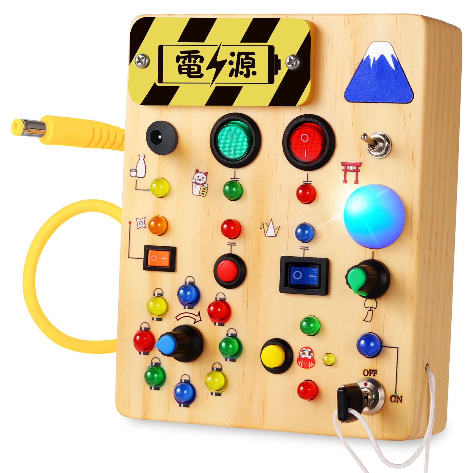 【数量限り】ビジーボード 知育玩具 1歳 おもちゃ 2歳 モンテッソーリ 玩具 知育玩具 2歳 スイッチ付きセンサリーボード19 LEDキッズクリスマス