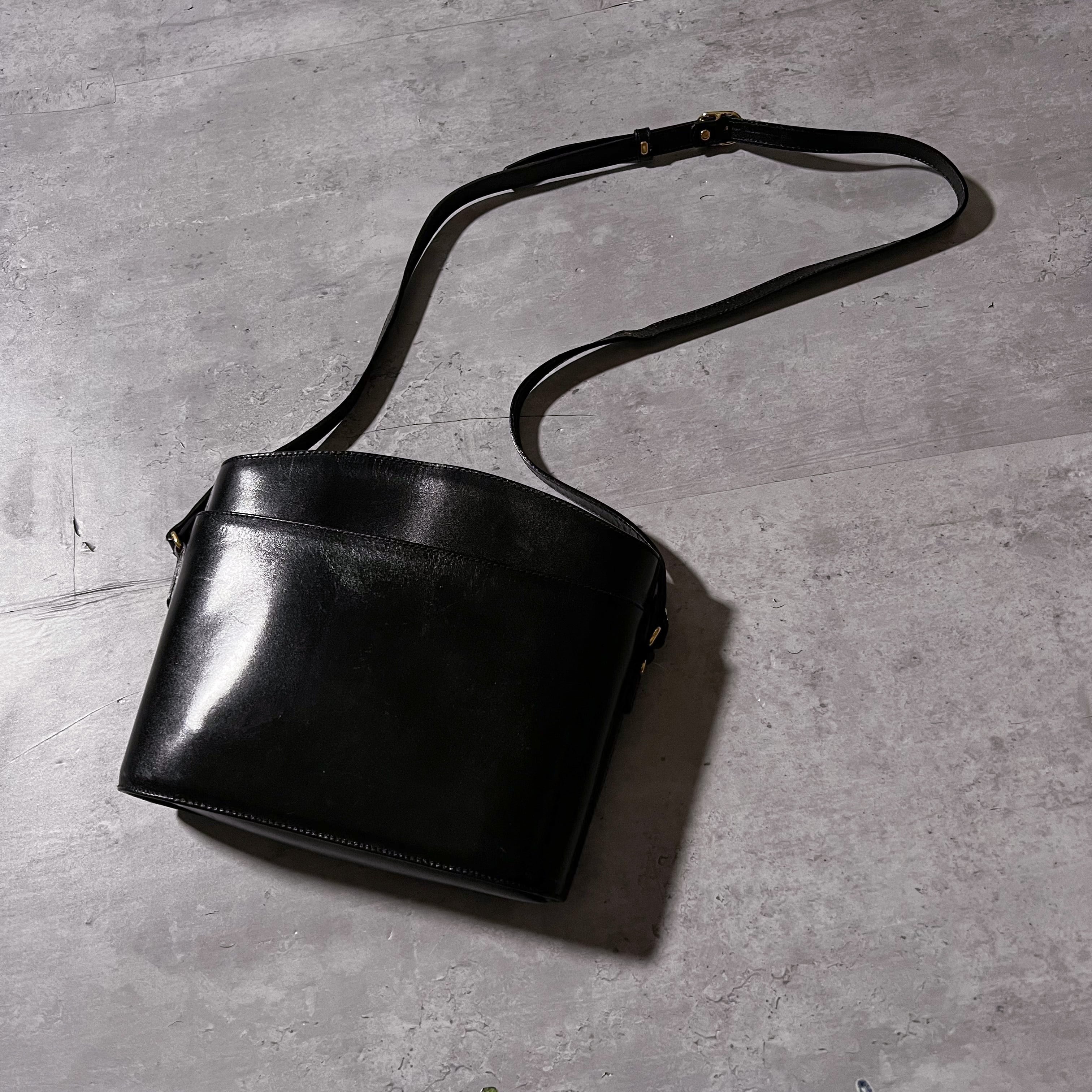 about 80s “BALLY” black leather shoulder bag バリー ブラック