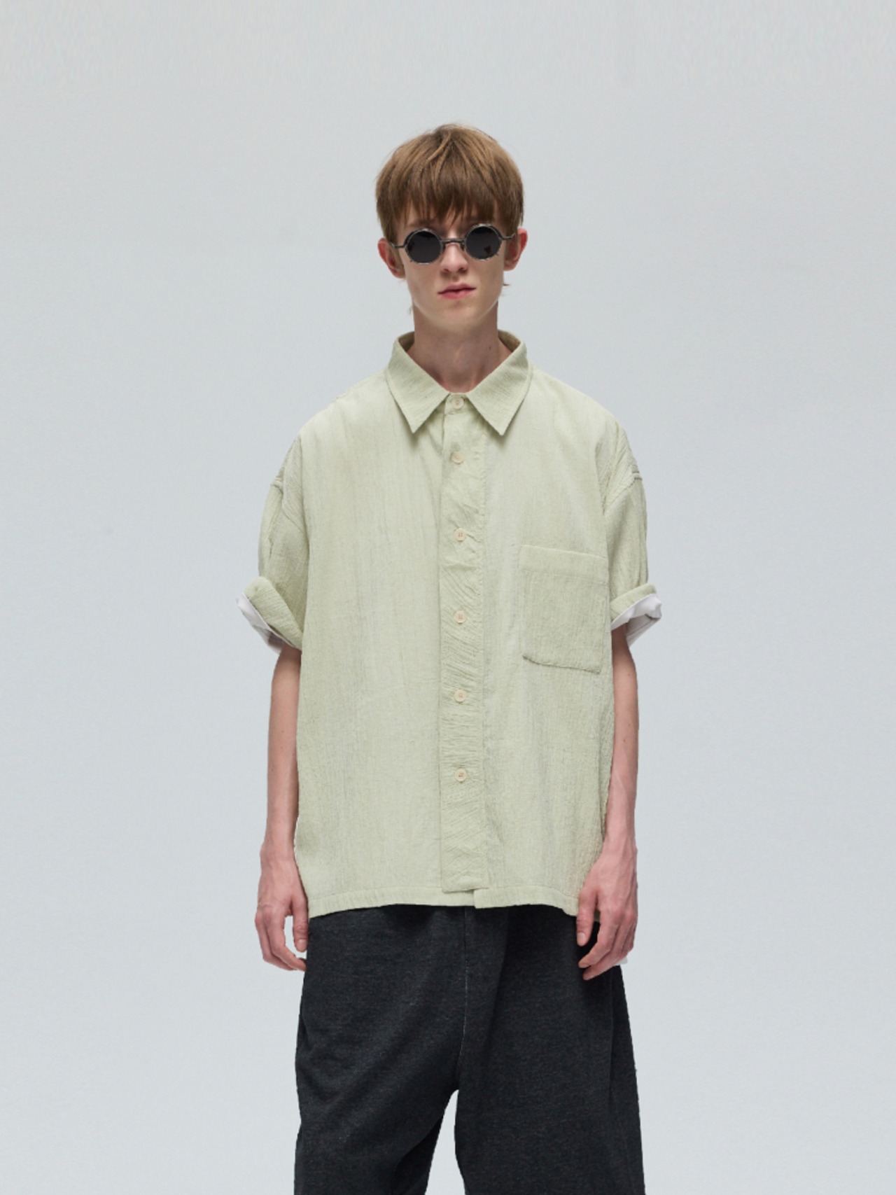 DECESOLO 25SS 80'sツイストコットンポロシャツ