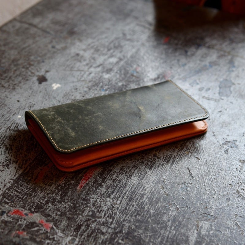 MID THIN WALLET -薄型ミドルウォレット/札入れ-VERDE SCURO