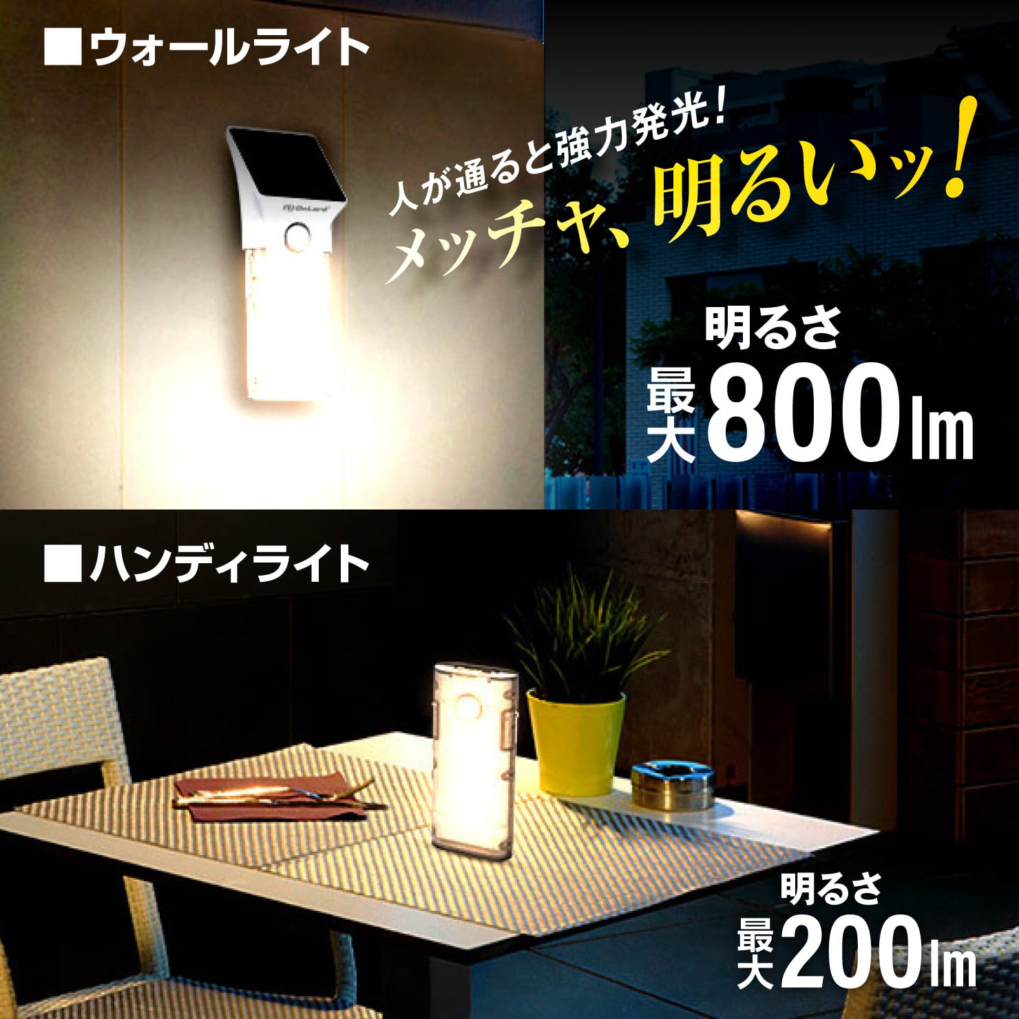 送料無料】2in1ソーラーライト「ライトる」驚愕の800lm OL-337WH